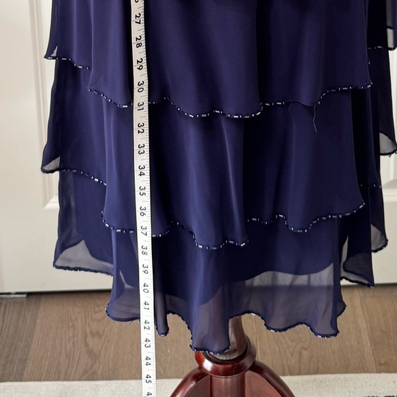 Patra Navy Blue Tiered Midi Dress V-Neck - Picture 6 of 9